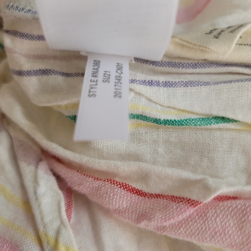 Madewell Sz S Linen Blend Top Button Up Rainbow Striped Multicolor Coastal - Picture 6 of 6
